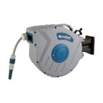 Enrollador automático de manguera para jardín de 20 metros con diámetro de 15 mm, carcasa de polipropileno y soporte de pared