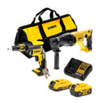 Kit DeWalt especial pladur con atornillador DCF620, martillo DCH133, dos baterías XR 18V, cargador rápido y bolsa de transporte