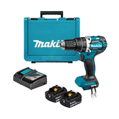 Makita DHP484RTE taladro combinado 18V LXT BL, 2 baterías 5,0Ah, cargador rápido y maletín