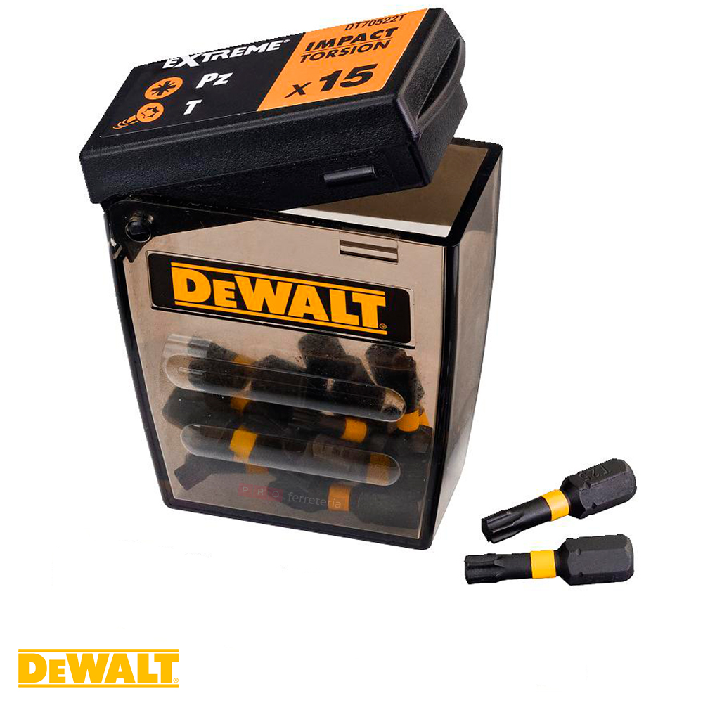 Juego de 15 puntas de impacto PZ y T, Dewalt DT70522