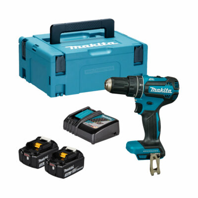 Taladro combinado Makita DHP485RFJ 18V LXT motor sin escobillas con dos baterías 3.0Ah y maletín Makpac