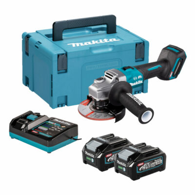 Makita GA005GM201 miniamoladora XGT 40Vmax, 125 mm, con 2 baterías de 4,0Ah, cargador rápido y maletín Makpac