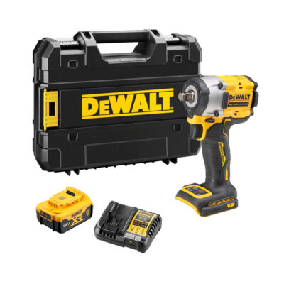 Llave de impacto compacta DEWALT DCF921P1-QW XR 18V con motor sin escobillas, batería de 5,0 Ah, cargador y maletín TSTAK, cuadradillo 1/2 pulgada