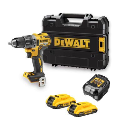 Taladro atornillador DeWalt DCD791D2-QW XR 18V sin percutor con dos baterías de 2,0 Ah, cargador y maletín TSTAK